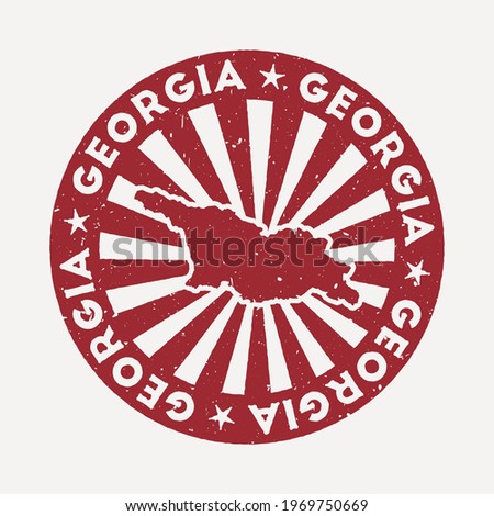 Georgia stamp. Travel red rubber stamp with the map of country, vector illustration. Can be used as insignia, logotype, label, sticker or badge of the Georgia.