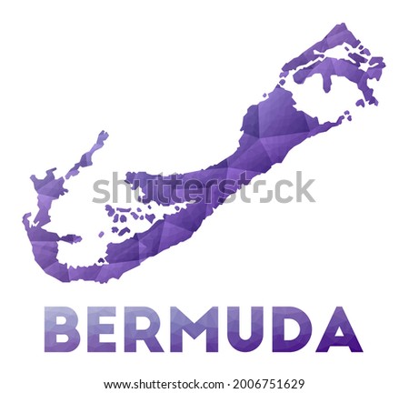 Map of Bermuda. Low poly illustration of the island. Purple geometric design. Polygonal vector illustration.