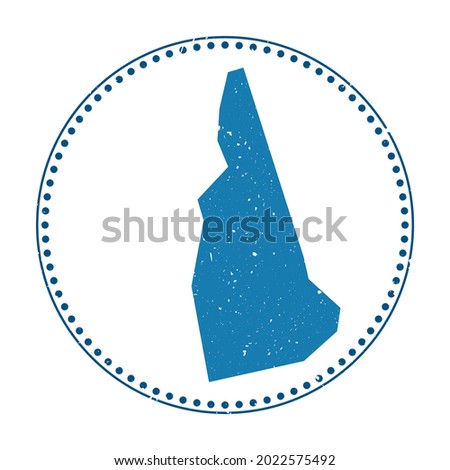 New Hampshire sticker. Travel rubber stamp with map of us state, vector illustration. Can be used as insignia, logotype, label, sticker or badge of the New Hampshire.