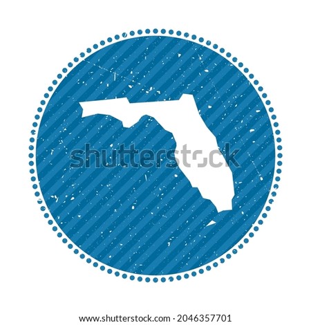 Florida striped retro travel sticker. Badge with map of us state, vector illustration. Can be used as insignia, logotype, label, sticker or badge of the Florida.