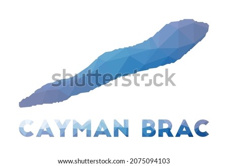 Low poly map of Cayman Brac. Geometric illustration of the island. Cayman Brac polygonal map. Technology, internet, network concept. Vector illustration.