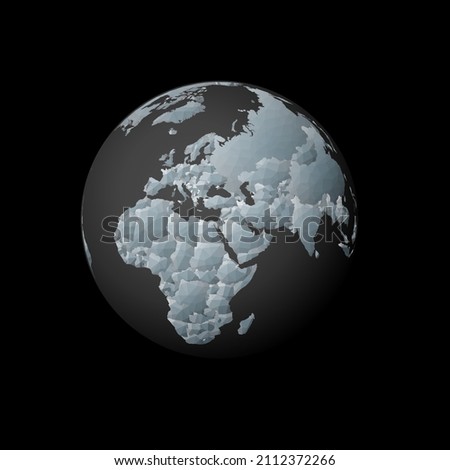 Low poly globe centered to Palestine. Red polygonal country on the globe. Satellite view of Palestine. Trendy vector illustration.