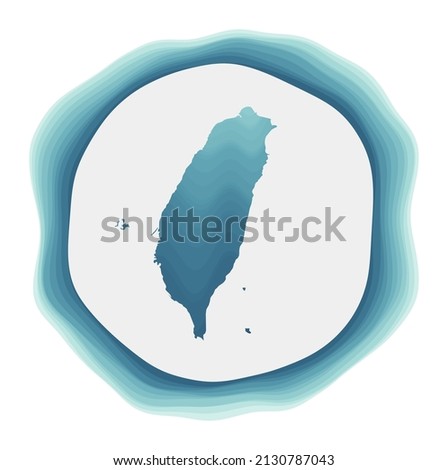 Taiwan logo. Badge of the country. Layered circular sign around Taiwan border shape. Elegant vector illustration.
