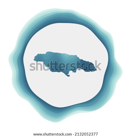 Jamaica logo. Badge of the country. Layered circular sign around Jamaica border shape. Superb vector illustration.