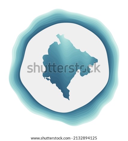 Montenegro logo. Badge of the country. Layered circular sign around Montenegro border shape. Amazing vector illustration.