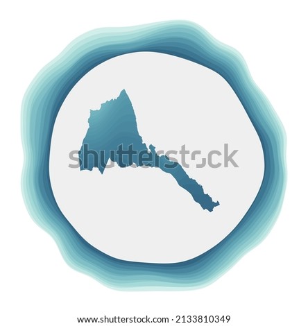 Eritrea logo. Badge of the country. Layered circular sign around Eritrea border shape. Charming vector illustration.