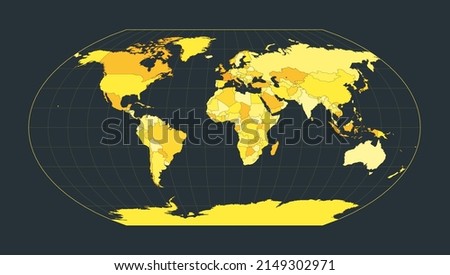 World Map. Wagner VI projection. Futuristic world illustration for your infographic. Bright yellow country colors. Neat vector illustration.