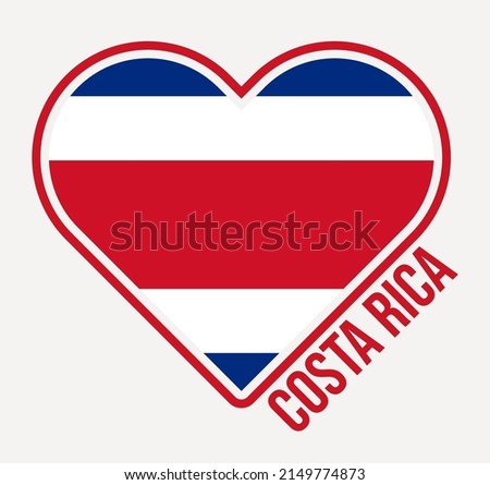 Costa Rica heart flag badge. Made with Love from Costa Rica logo. Flag of the country heart shape. Vector illustration.