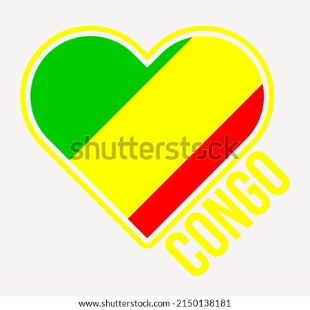 Congo heart flag badge. Made with Love from Congo logo. Flag of the country heart shape. Vector illustration.