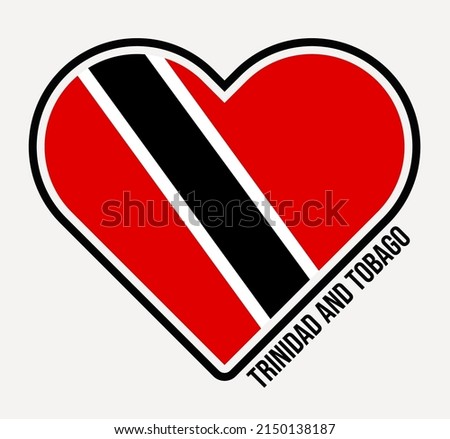 Trinidad and Tobago heart flag badge. Made with Love from Trinidad and Tobago logo. Flag of the country heart shape. Vector illustration.