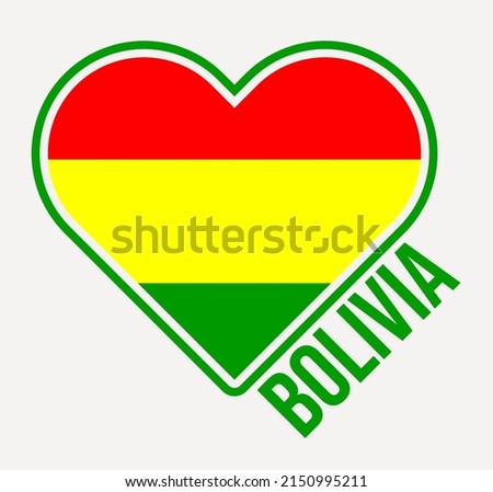 Bolivia heart flag badge. Made with Love from Bolivia logo. Flag of the country heart shape. Vector illustration.