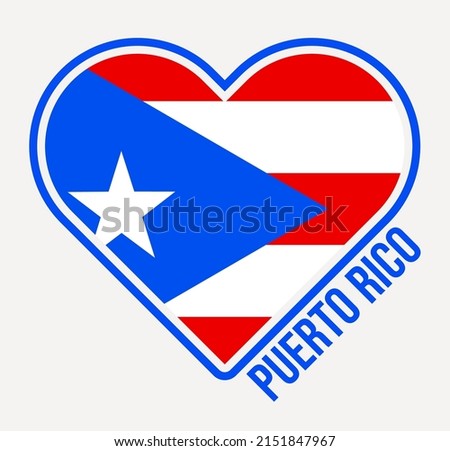 Puerto Rico heart flag badge. Made with Love from Puerto Rico logo. Flag of the country heart shape. Vector illustration.