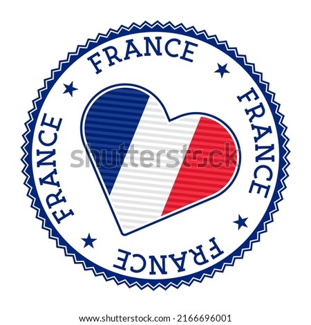 France heart badge. Vector logo of France authentic Vector illustration.