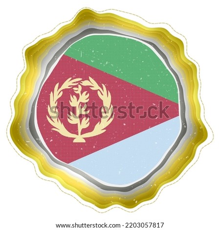 Eritrea flag in frame. Badge of the country. Layered circular sign around Eritrea flag. Astonishing vector illustration. Stok fotoğraf © 