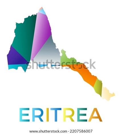 Bright colored Eritrea shape. Multicolor geometric style country logo. Modern trendy design. Charming vector illustration. Stok fotoğraf © 