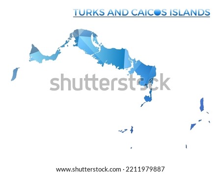 Vector polygonal Turks and Caicos Islands map. Vibrant geometric island in low poly style. Powerful illustration for your infographics. Technology, internet, network concept.