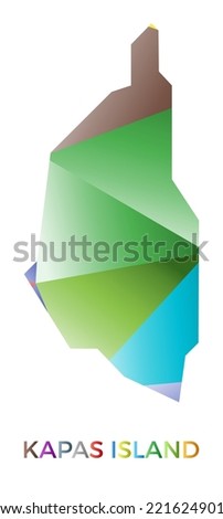 Bright colored Kapas Island shape. Multicolor geometric style island logo. Modern trendy design. Amazing vector illustration.