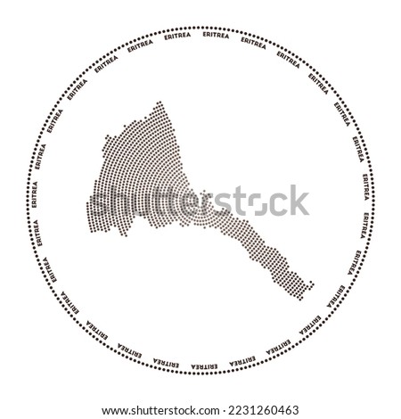 Eritrea round logo. Digital style shape of Eritrea in dotted circle with country name. Tech icon of the country with gradiented dots. Beautiful vector illustration. Stok fotoğraf © 