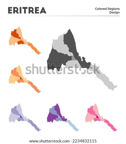 Eritrea map collection. Borders of Eritrea for your infographic. Colored country regions. Vector illustration. Stok fotoğraf © 