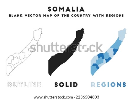 Somalia map. Borders of Somalia for your infographic. Vector country shape. Vector illustration.
