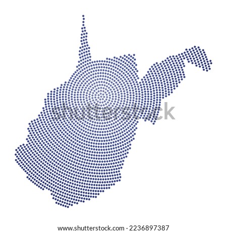 West Virginia dotted map. Digital style shape of West Virginia. Tech icon of the us state with gradiented dots. Authentic vector illustration.