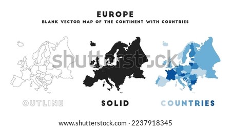 Europe map. Borders of Europe for your infographic. Vector continent shape. Vector illustration.