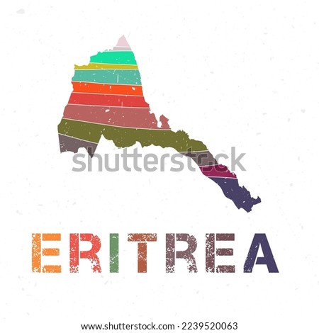 Eritrea map design. Shape of the country with beautiful geometric waves and grunge texture. Charming vector illustration. Stok fotoğraf © 