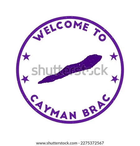 Welcome to Cayman Brac stamp. Grunge island round stamp with texture in Wild Violet color theme. Vintage style geometric Cayman Brac seal. Trendy vector illustration.
