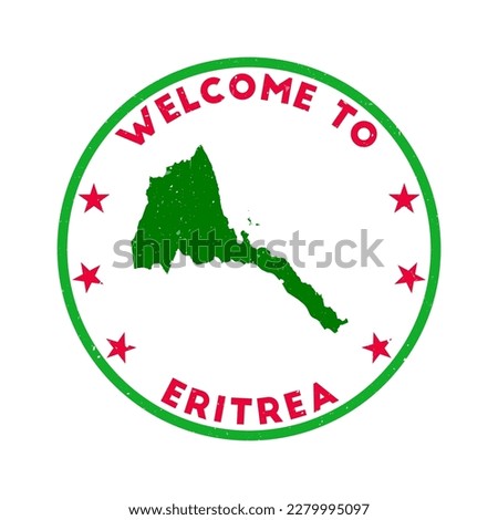 Welcome to Eritrea stamp. Grunge country round stamp with texture in Neon Romance color theme. Vintage style geometric Eritrea seal. Astonishing vector illustration. Stok fotoğraf © 