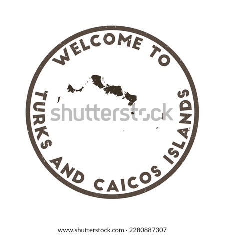 Welcome to Turks and Caicos Islands stamp. Grunge island round stamp with texture in Molasses color theme. Vintage style geometric Turks and Caicos Islands seal. Creative vector illustration.