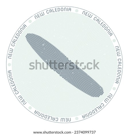 New Caledonia shape radial arcs. Country round icon. New Caledonia logo design poster. Neat vector illustration.