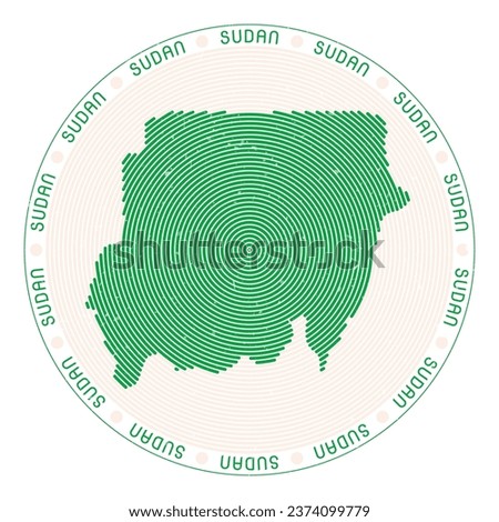 Sudan shape radial arcs. Country round icon. Sudan logo design poster. Elegant vector illustration.