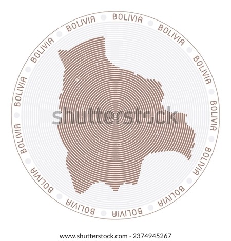 Bolivia shape radial arcs. Country round icon. Bolivia logo design poster. Radiant vector illustration.