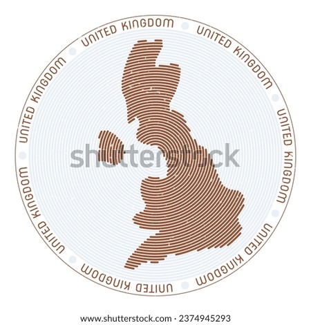 United Kingdom shape radial arcs. Country round icon. United Kingdom logo design poster. Attractive vector illustration.