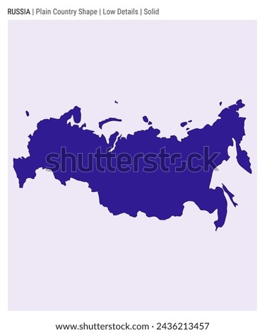 Russia plain country map. Low Details. Solid style. Shape of Russia. Vector illustration.