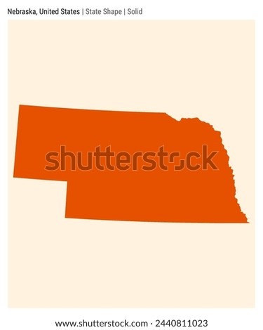 Nebraska, United States. Simple vector map. State shape. Solid style. Border of Nebraska. Vector illustration.