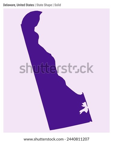 Delaware, United States. Simple vector map. State shape. Solid style. Border of Delaware. Vector illustration.
