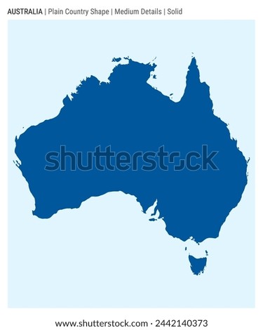 Australia plain country map. Medium Details. Solid style. Shape of Australia. Vector illustration.