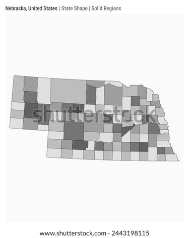 Nebraska, United States. Simple vector map. State shape. Solid Regions style. Border of Nebraska. Vector illustration.
