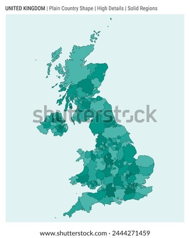 United Kingdom plain country map. High Details. Solid Regions style. Shape of United Kingdom. Vector illustration.