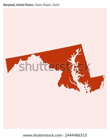 Maryland, United States. Simple vector map. State shape. Solid style. Border of Maryland. Vector illustration.