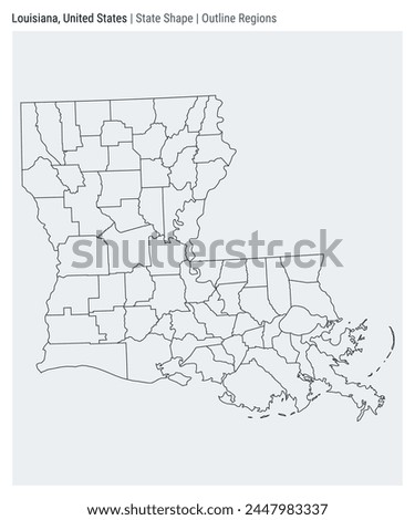 Louisiana, United States. Simple vector map. State shape. Outline Regions style. Border of Louisiana. Vector illustration.