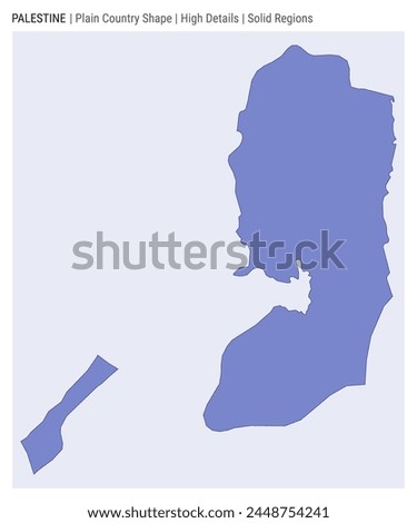 Palestine plain country map. High Details. Solid Regions style. Shape of Palestine. Vector illustration.