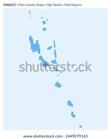 Vanuatu plain country map. High Details. Solid Regions style. Shape of Vanuatu. Vector illustration.