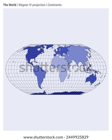 World Map. Wagner IV projection. Continents style. High Detail World map for infographics, education, reports, presentations. Vector illustration.