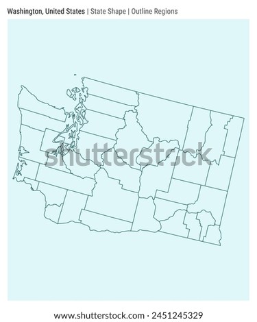Washington, United States. Simple vector map. State shape. Outline Regions style. Border of Washington. Vector illustration.