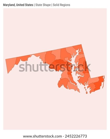Maryland, United States. Simple vector map. State shape. Solid Regions style. Border of Maryland. Vector illustration.