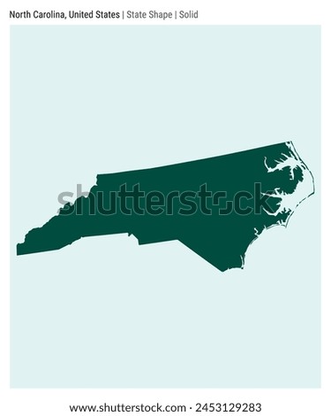 North Carolina, United States. Simple vector map. State shape. Solid style. Border of North Carolina. Vector illustration.