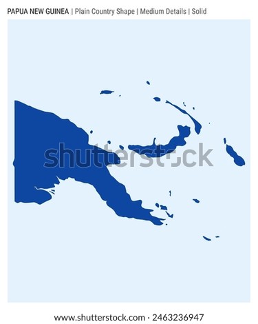 Papua New Guinea plain country map. Medium Details. Solid style. Shape of Papua New Guinea. Vector illustration.