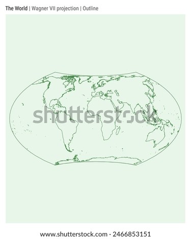 World Map. Wagner VII projection. Outline style. High Detail World map for infographics, education, reports, presentations. Vector illustration.